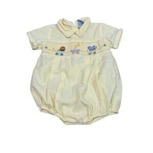 Carriage Boutiques Bubble Animals Yellow Check Knit 6 Months